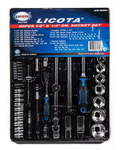 Набор инструмента 60 предм (1/2", 1/4") Super Lock в ложементе Licota Набор инструмента 60 предм (1/2", 1/4") Super Lock в ложементе Licota