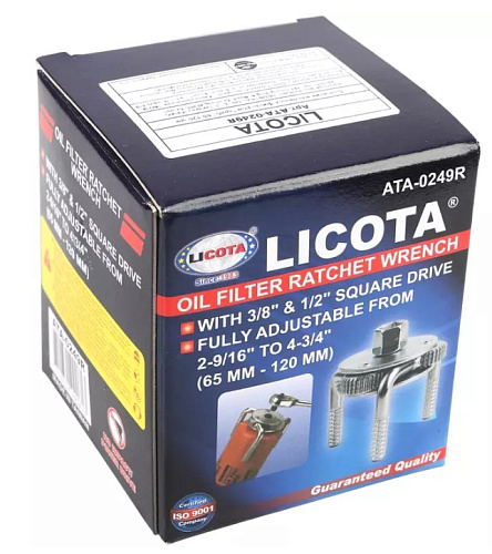 Съемник масляных фильтров краб 65-120 мм 3/8" с цилиндрическими захватами Licota Съемник масляных фильтров краб 65-120 мм 3/8" с цилиндрическими захватами Licota