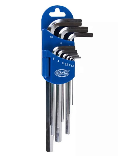 Набор ключей шестигранных угловых удлиненных 1,5-10 мм (9 шт) Licota Набор ключей шестигранных угловых удлиненных 1,5-10 мм (9 шт) Licota