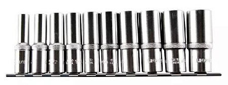 Набор головок торцевых глубоких 3/8"-5/16" (1/2") 12 гр., 10 предм. на линейке Licota Набор головок торцевых глубоких 3/8"-5/16" (1/2") 12 гр., 10 предм. на линейке Licota