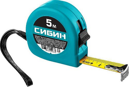 Рулетка 5 м*19 мм в пластиковом корпусе СИБИН Рулетка 5 м*19 мм в пластиковом корпусе СИБИН