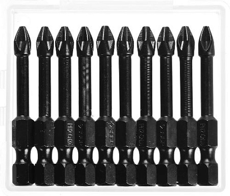 Набор бит 10 предм. (1/4", PH2, 50 мм) ударные ЗУБР Набор бит 10 предм. (1/4", PH2, 50 мм) ударные ЗУБР