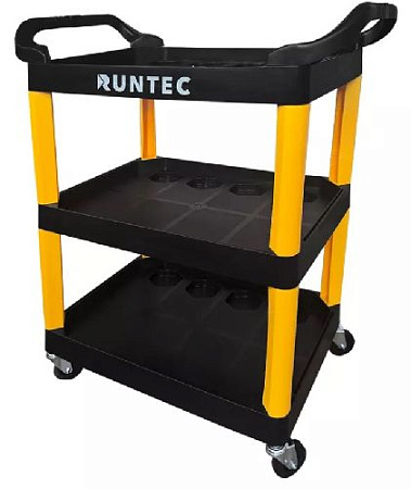 Тележка с тремя открытыми полками пластик RUNTEC Тележка с тремя открытыми полками пластик RUNTEC