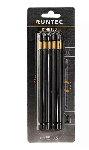 Бита PH №2 L= 150 мм (1/4" HEX) ударная (5 шт) RUNTEC Бита PH №2 L= 150 мм (1/4" HEX) ударная (5 шт) RUNTEC