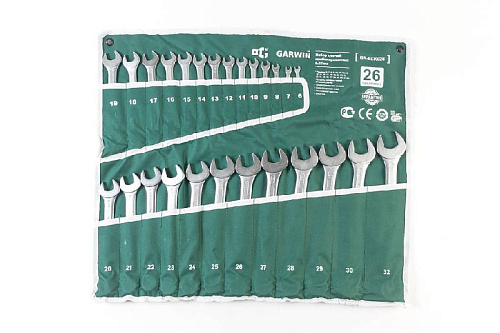 Набор ключей комбинированных 6-32 мм (26 шт) в скрутке GARWIN Набор ключей комбинированных 6-32 мм (26 шт) в скрутке GARWIN