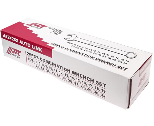 Набор ключей комбинированных 6-32 мм (26 шт) в скрутке JTC Набор ключей комбинированных 6-32 мм (26 шт) в скрутке JTC