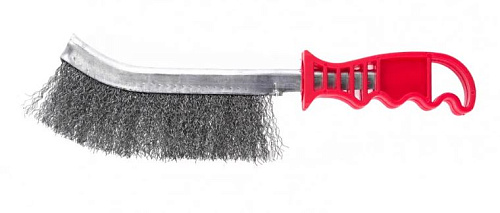 Щетка по металлу 1-но рядная с изогнутой пластиковой ручкой стальная Matrix Щетка по металлу 1-но рядная с изогнутой пластиковой ручкой стальная Matrix