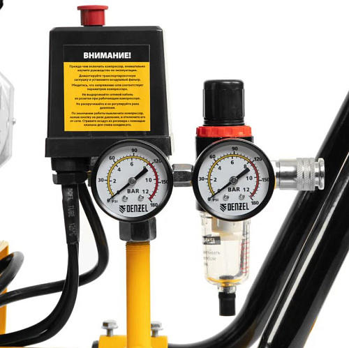 Компрессор безмасляный 100 л, 1,8 кВт (3х0,6), 345 л/мин, 8 бар,230В, малошумный Denzel DLS 1800/100 Компрессор безмасляный 100 л, 1,8 кВт (3х0,6), 345 л/мин, 8 бар,230В, малошумный Denzel DLS 1800/100