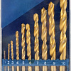 Набор сверл по металлу 1-10 мм (10 шт) шаг 1,0 мм HSS TiN Thorvik TDBS10 Набор сверл по металлу 1-10 мм (10 шт) шаг 1,0 мм HSS TiN Thorvik TDBS10