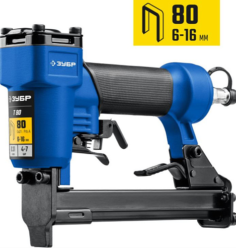 Степлер пневматический (скобозабиватель) Т80, скобы тип 80 (6-16 мм.) ЗУБР Профессионал Степлер пневматический (скобозабиватель) Т80, скобы тип 80 (6-16 мм.) ЗУБР Профессионал