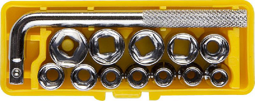 Набор головок торцевых 4-12 мм (1/4") 6 гр., 13 предм., пласт.бокс STAYER Набор головок торцевых 4-12 мм (1/4") 6 гр., 13 предм., пласт.бокс STAYER