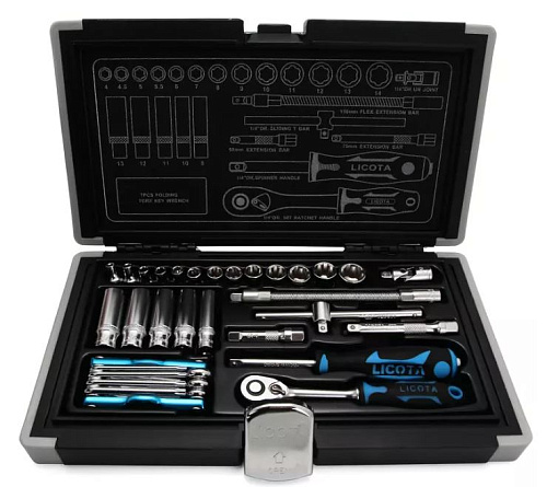 Набор головок торцевых 4-14 мм (1/4") Super Lock, 32 предм. Licota Набор головок торцевых 4-14 мм (1/4") Super Lock, 32 предм. Licota