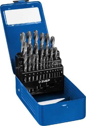 Набор сверл по металлу 1-13 мм (25 шт.) Р6М5, класс В ЗУБР ПРОФ-В Набор сверл по металлу 1-13 мм (25 шт.) Р6М5, класс В ЗУБР ПРОФ-В