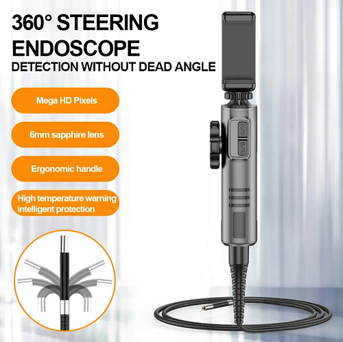 Видеоэндоскоп под смартфон управляемый зонд гибкий 1 м, 6,4 мм, 180° DDCAMERA 1080P Видеоэндоскоп под смартфон управляемый зонд гибкий 1 м, 6,4 мм, 180° DDCAMERA 1080P