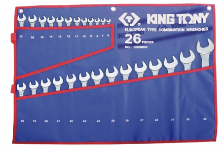 Набор ключей комбинированных 6-32 мм (26 шт) в чехле из теторона KING TONY Набор ключей комбинированных 6-32 мм (26 шт) в чехле из теторона KING TONY