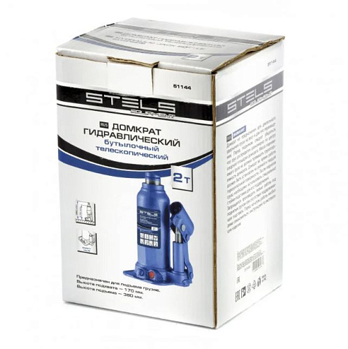 Домкрат бутылочный 2 т 170-380 мм, телескопический STELS Домкрат бутылочный 2 т 170-380 мм, телескопический STELS