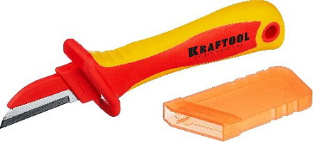 Нож для удаления оболочки кабеля с изолированным лезвием (до 1000 В) KRAFTOOL KN-1 Нож для удаления оболочки кабеля с изолированным лезвием (до 1000 В) KRAFTOOL KN-1