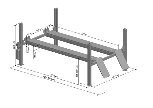 Подъемник 4-стоечный 5,0 т SIVIK ПГА-5000/4 слесарный Подъемник 4-стоечный 5,0 т SIVIK ПГА-5000/4 слесарный