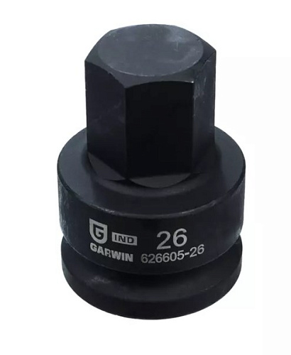 Головка торцевая ударная HEX 3/4", 26 мм, L=60 мм Garwin Головка торцевая ударная HEX 3/4", 26 мм, L=60 мм Garwin