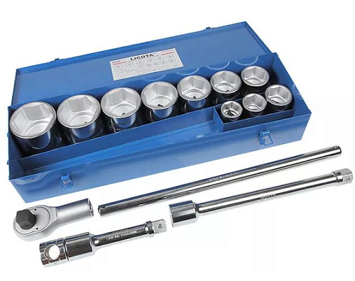 Набор головок торцевых 36-80 мм (1") 6 гр., 15 предм. Licota Набор головок торцевых 36-80 мм (1") 6 гр., 15 предм. Licota