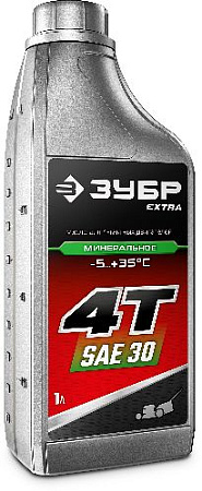 Масло для 4-х тактных двигателей 1 л минеральное ЗУБР EXTRA 4Т-30 Масло для 4-х тактных двигателей 1 л минеральное ЗУБР EXTRA 4Т-30