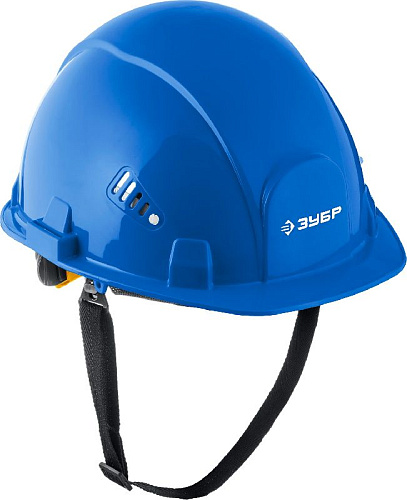 Каска защитная синяя с амортизационной вставкой и храповым механизмом регулировки размера ЗУБР Каска защитная синяя с амортизационной вставкой и храповым механизмом регулировки размера ЗУБР