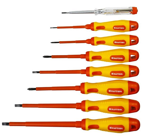 Набор отверток диэлектрических 8 шт (до 1000 В) KRAFTOOL Х-Drive Electro Набор отверток диэлектрических 8 шт (до 1000 В) KRAFTOOL Х-Drive Electro