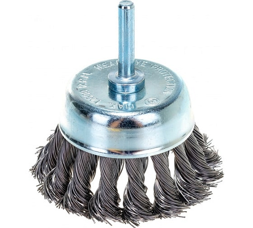 Щетка чашечная 75 мм для дрели со шпилькой крученая метал. проволока MATRIX Щетка чашечная 75 мм для дрели со шпилькой крученая метал. проволока MATRIX