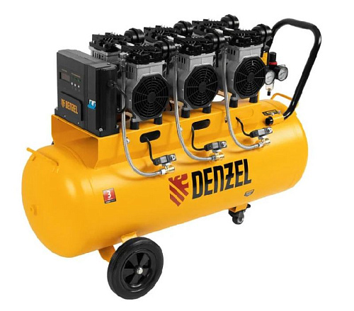 Компрессор безмасляный 100 л, 3,3кВт (3х1,1), 570 л/мин, 8 бар,220 В, блок управ Denzel DLS 3300/100 Компрессор безмасляный 100 л, 3,3кВт (3х1,1), 570 л/мин, 8 бар,220 В, блок управ Denzel DLS 3300/100