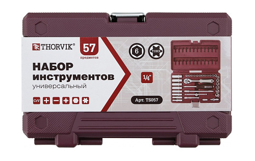 Набор инструмента 57 предм (1/4", 1/2") Thorvik TS057 Набор инструмента 57 предм (1/4", 1/2") Thorvik TS057