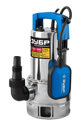 Насос дренажный для грязной воды 1100 Вт, нержав. сталь ЗУБР Насос дренажный для грязной воды 1100 Вт, нержав. сталь ЗУБР