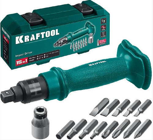Отвертка ударная с набором бит 15 шт KRAFTOOL ID-15 Отвертка ударная с набором бит 15 шт KRAFTOOL ID-15