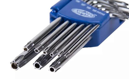 Набор ключей TORX угловых Т10-Т50 (9 шт) длинные с отверстием Licota Набор ключей TORX угловых Т10-Т50 (9 шт) длинные с отверстием Licota
