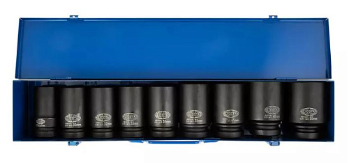 Набор головок торцевых ударных глубоких 27-50 мм (1") 9 предм. CrMo Licota Набор головок торцевых ударных глубоких 27-50 мм (1") 9 предм. CrMo Licota