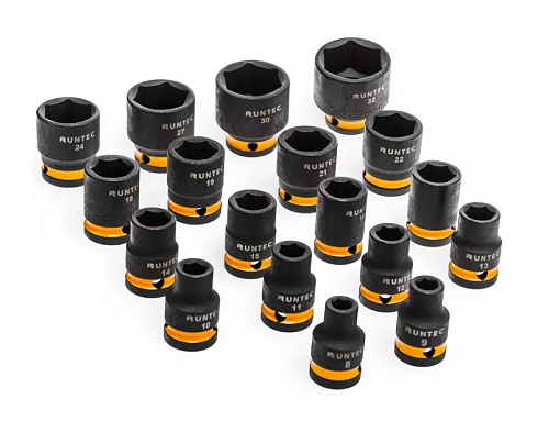 Набор головок торцевых 8-32 мм (1/2") 6 гр., 51 предм., с аксессуарами, в ложементе RUNTEC Набор головок торцевых 8-32 мм (1/2") 6 гр., 51 предм., с аксессуарами, в ложементе RUNTEC