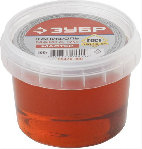 Флюс нейтральный канифоль для паяльных работ 100 гр. ЗУБР Флюс нейтральный канифоль для паяльных работ 100 гр. ЗУБР