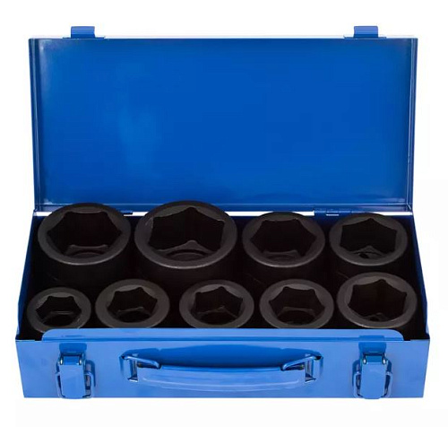 Набор головок торцевых ударных 27-50 мм (1") 9 предм, CrMo Licota Набор головок торцевых ударных 27-50 мм (1") 9 предм, CrMo Licota