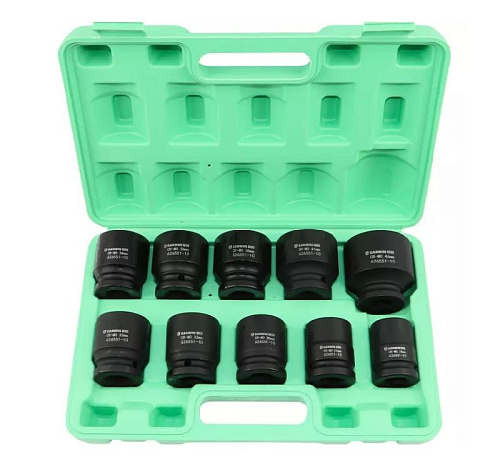 Набор головок торцевых ударных 24-46 мм (3/4") 6 гр, 10 предм, пласт.кейс GARWIN Набор головок торцевых ударных 24-46 мм (3/4") 6 гр, 10 предм, пласт.кейс GARWIN