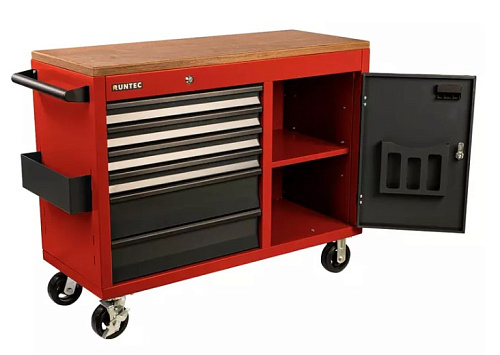 Тележка - верстак 1155*465 мм, 6 полочная Industrial красная RUNTEC Тележка - верстак 1155*465 мм, 6 полочная Industrial красная RUNTEC