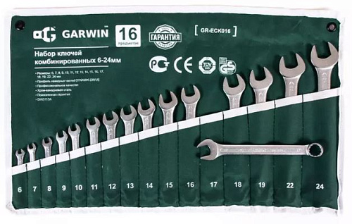 Набор ключей комбинированных 6-24 мм (16 шт.) в скрутке GARWIN Набор ключей комбинированных 6-24 мм (16 шт.) в скрутке GARWIN
