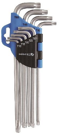 Набор ключей TORX угловых Т10-Т50 (9 шт) длинные HOEGERT Набор ключей TORX угловых Т10-Т50 (9 шт) длинные HOEGERT
