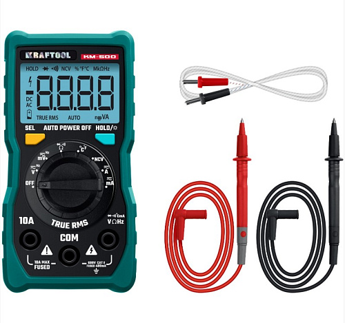 Мультиметр цифровой (измерение температуры) KRAFTOOL KM-500 Мультиметр цифровой (измерение температуры) KRAFTOOL KM-500