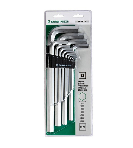 Набор ключей шестигранных угловых длинных 2-19 мм (13 шт) GARWIN PRО Набор ключей шестигранных угловых длинных 2-19 мм (13 шт) GARWIN PRО