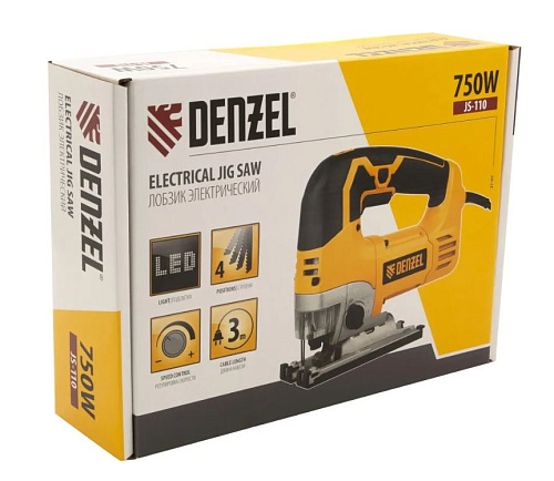 Лобзик 750 Вт, глуб. 110 мм, 1100-3000 ход/мин Denzel JS-110 Лобзик 750 Вт, глуб. 110 мм, 1100-3000 ход/мин Denzel JS-110