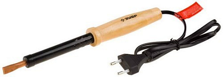 Паяльник 220 В/100 Вт с деревянной рукояткой и долговечным жалом, форма клин ЗУБР Паяльник 220 В/100 Вт с деревянной рукояткой и долговечным жалом, форма клин ЗУБР