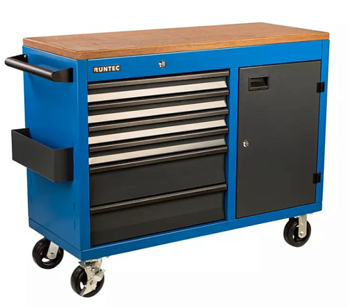 Тележка - верстак 1155*465 мм, 6 полочная Industrial синяя RUNTEC Тележка - верстак 1155*465 мм, 6 полочная Industrial синяя RUNTEC