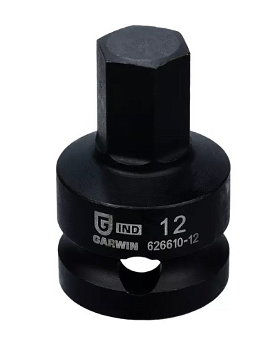 Головка торцевая ударная HEX 1/2" H12 мм L=38 мм Garwin Головка торцевая ударная HEX 1/2" H12 мм L=38 мм Garwin