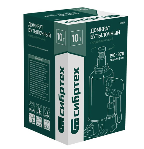 Домкрат бутылочный 10 т 190-370 мм Сибртех Домкрат бутылочный 10 т 190-370 мм Сибртех