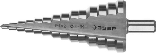 Сверло ступенчатое 4-39 мм, 14 ступеней, 113 мм, хвостовик 10 мм ЗУБР МАСТЕР Сверло ступенчатое 4-39 мм, 14 ступеней, 113 мм, хвостовик 10 мм ЗУБР МАСТЕР