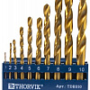 Набор сверл по металлу 1-10 мм (10 шт) шаг 1,0 мм HSS TiN Thorvik TDBS10 Набор сверл по металлу 1-10 мм (10 шт) шаг 1,0 мм HSS TiN Thorvik TDBS10